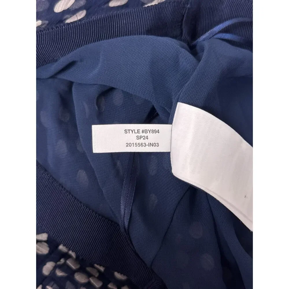 New J Crew Collection Skirt 12 Womens Chiffon Blue Polka Dot Midi Ruffle